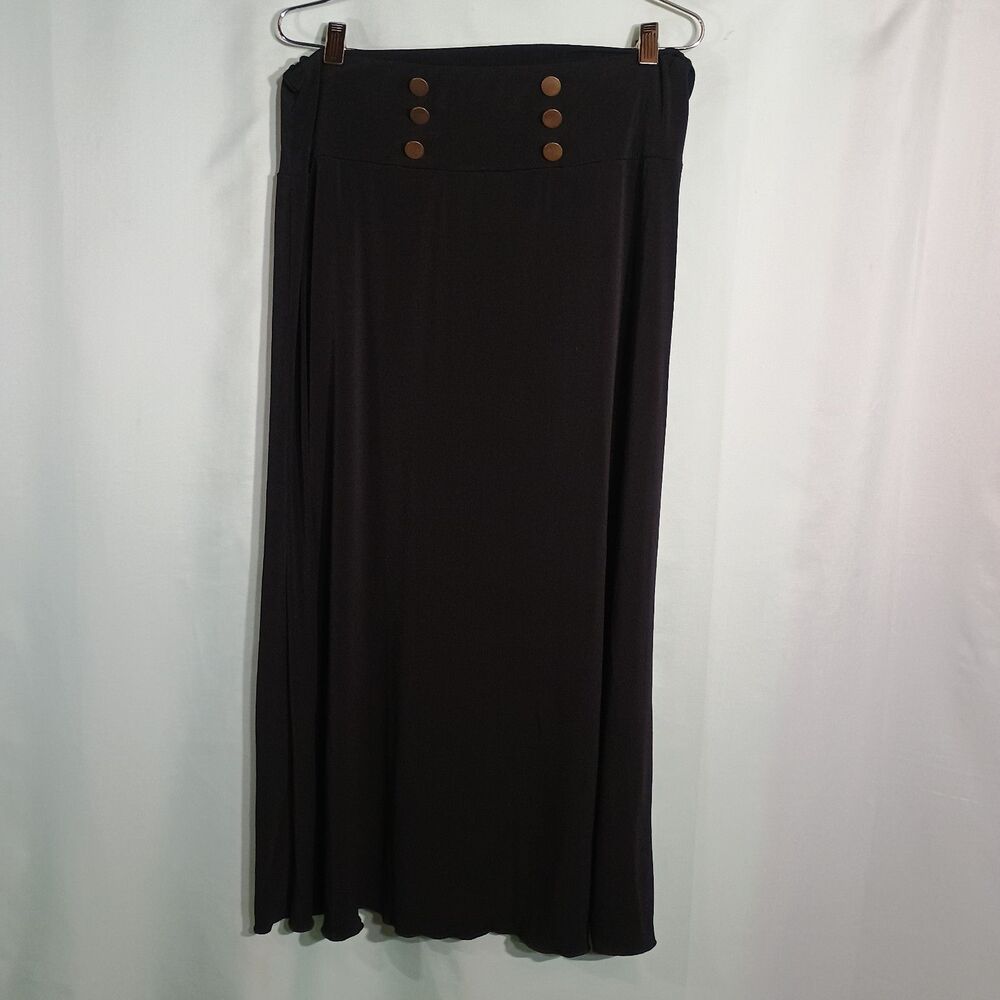 Women’s Black Maxi Skirt – High Waist Button Detail Long Skirt